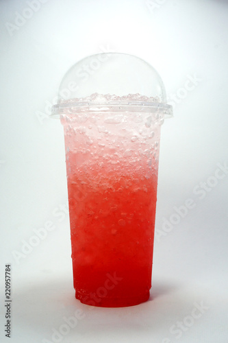 Wallpaper Mural Italian soda red soft drink in take home cup beverage for summer isolated on white background,clipping path. Torontodigital.ca