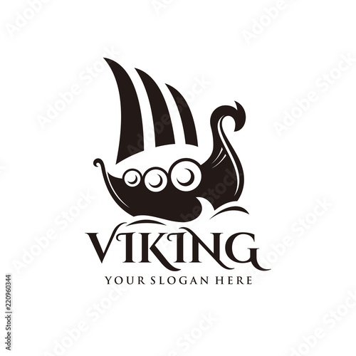 Viking ship logo vector
