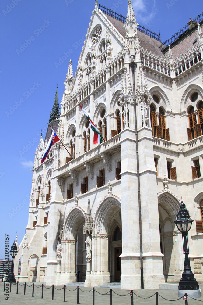 Close up view of Hungarian Parliament Building