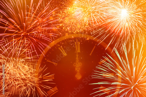 Canvas Print silvester feuerwerk um 12 mitternacht
