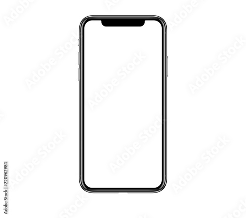 New realistic mobile phone smartphone mockup with blank screen isolated on white background