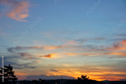 Sunset and dramatic sky