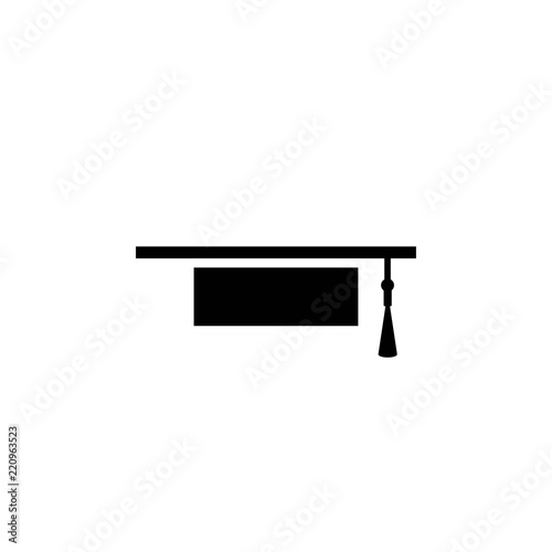 Graduation cap or mortar board icon with tassel. Flat illustration isolated on white.
