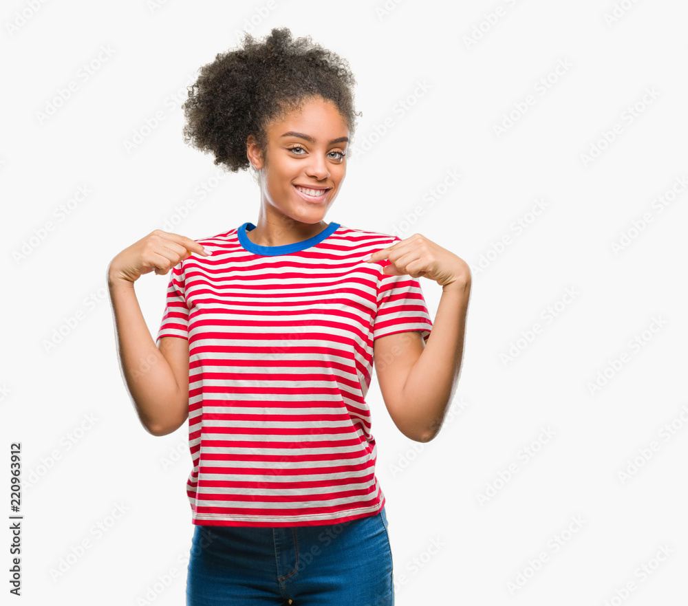 Young afro american woman over isolated background looking confident with smile on face, pointing oneself with fingers proud and happy. Young afro american woman over isolated background looking confident with smile on face, pointing oneself with fingers proud and happy.