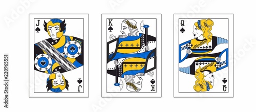 the illustration with the greek playing cards