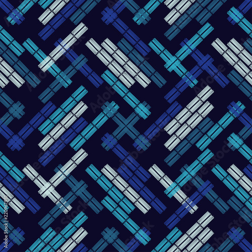 Seamless abstract geometric pattern. Mosaic texture. Brushwork. Hand hatching. Scribble texture. Textile rapport.