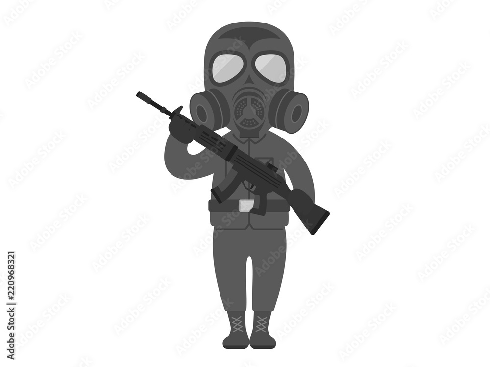 ガスマスクを付けて銃を持った人のイラスト Stock Vector Adobe Stock