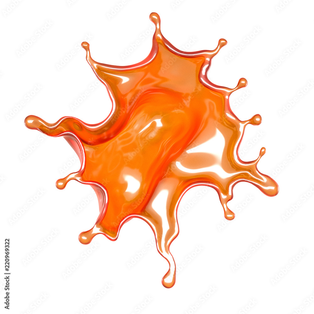 Splash of orange juice. 3d illustration, 3d rendering. Splash of orange juice. 3d illustration, 3d rendering.