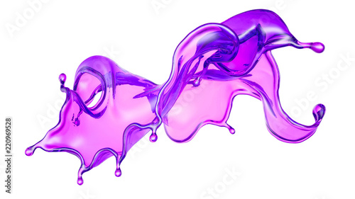 A beautiful magenta splash of liquid. 3d illustration, 3d rendering.