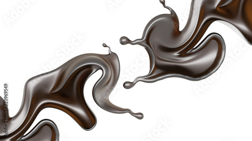 Splash of dark liquid. 3d illustration, 3d rendering.
