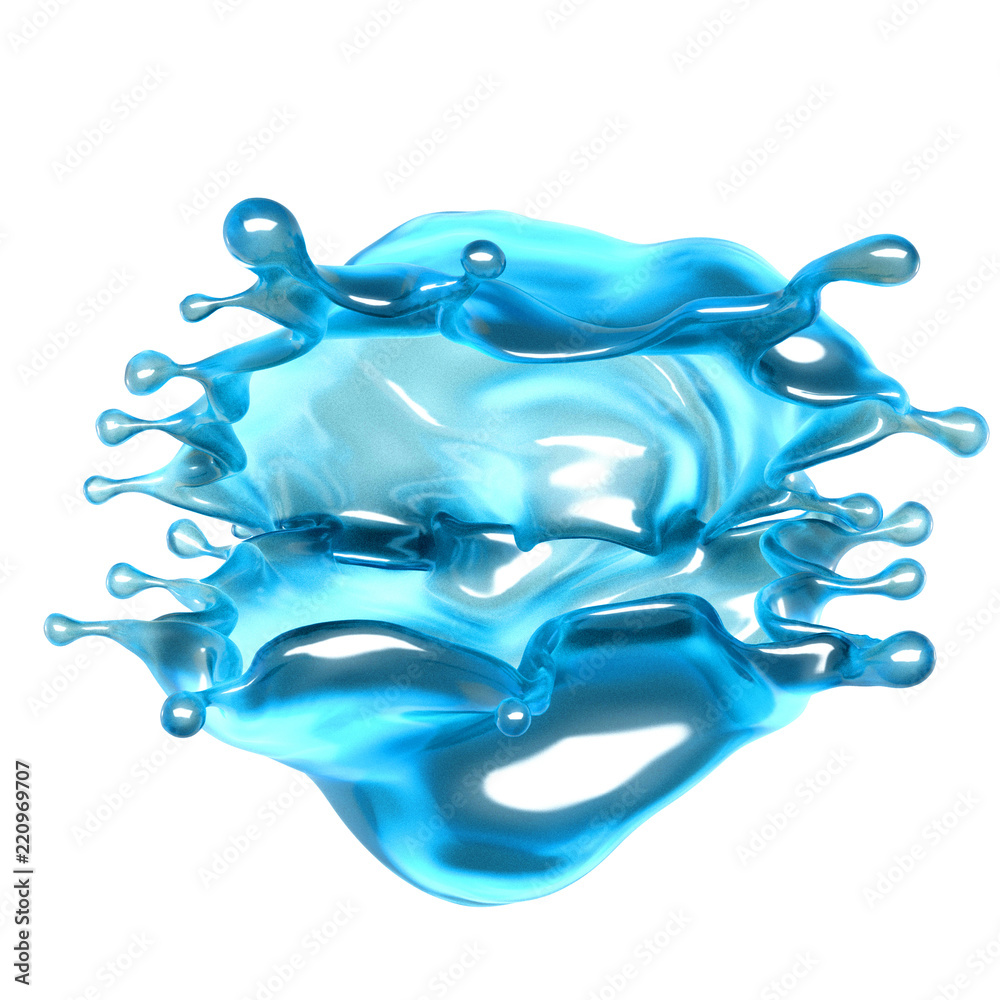 Beautiful blue water splash. 3d illustration, 3d rendering. Beautiful blue water splash. 3d illustration, 3d rendering.
