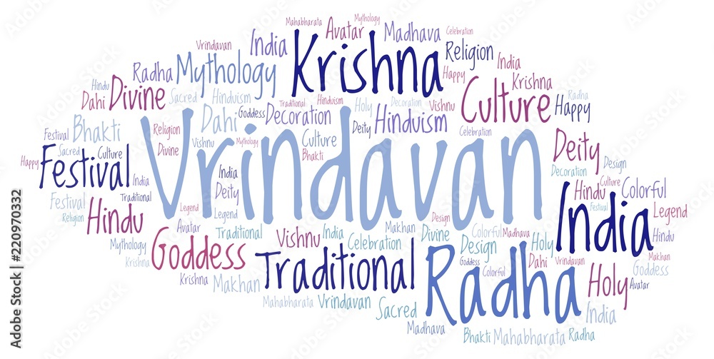 Obraz premium Vrindavan word cloud.