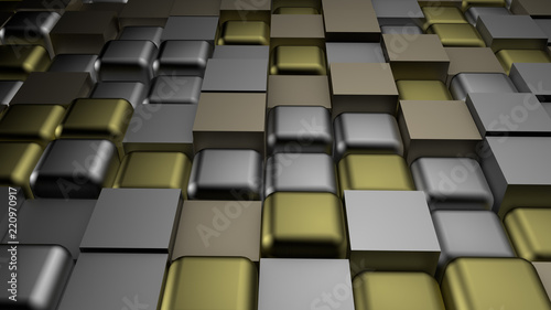 Golden black metallic background with hexagons. 3d illustration  3d rendering.