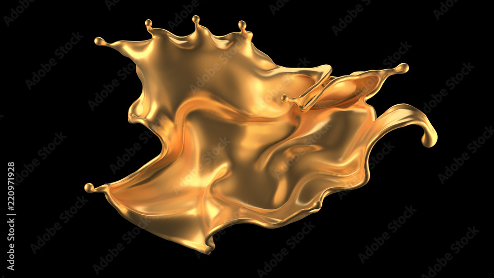 Luxury beautiful gold splash. 3d illustration, 3d rendering. Luxury beautiful gold splash. 3d illustration, 3d rendering.