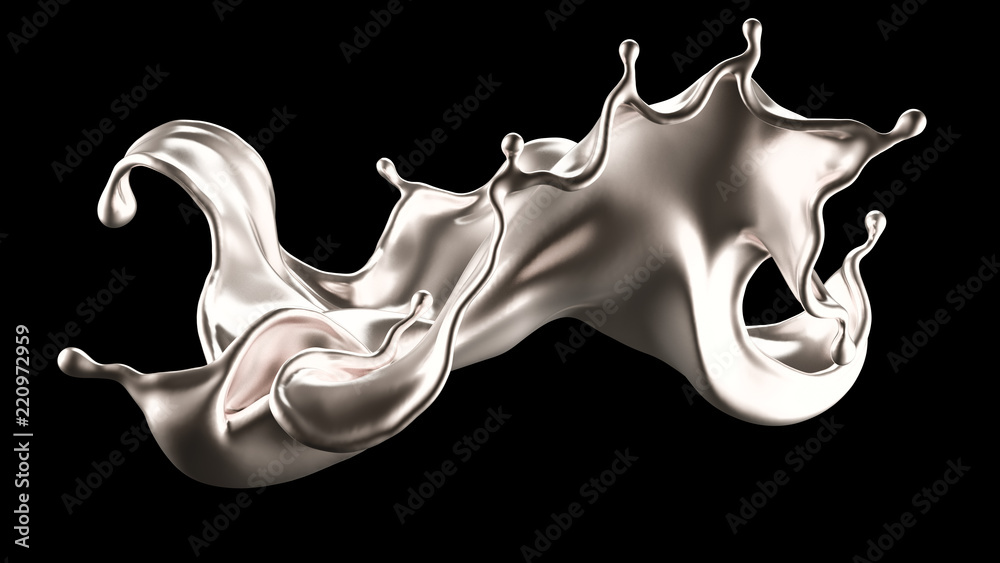 Fototapeta premium Luxurious splash of silver. 3d illustration, 3d rendering.