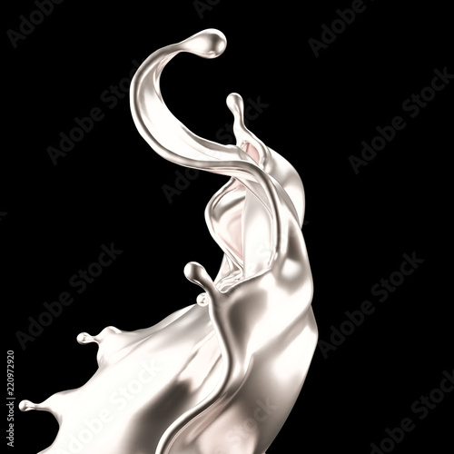 Luxurious splash of silver. 3d illustration, 3d rendering.
