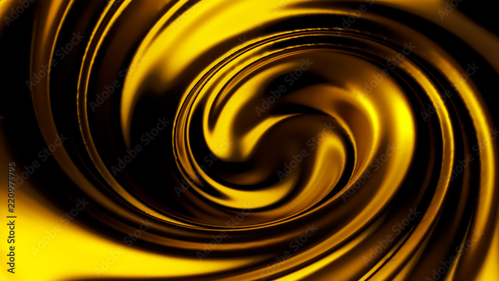 Luxury beautiful splash of gold flow. 3d illustration, 3d rendering.