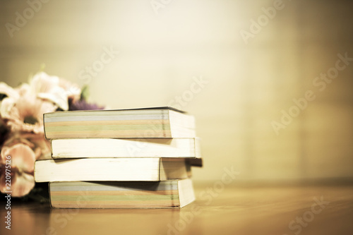 Books and top light on vintage tone