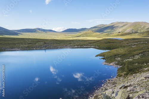Kyrgyz lake. Altai Mountains landscape