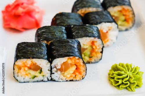 Sushi roll with eel and avo...