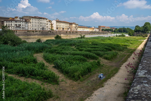 View of Florence from the banks of Arno river.