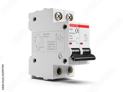 Fotografie Electric circuit breaker isolated 3d