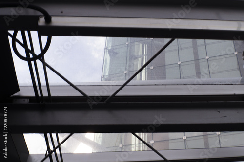 glass building with steel beam