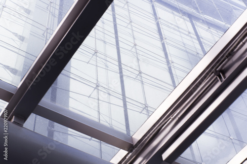 glass building with steel beam