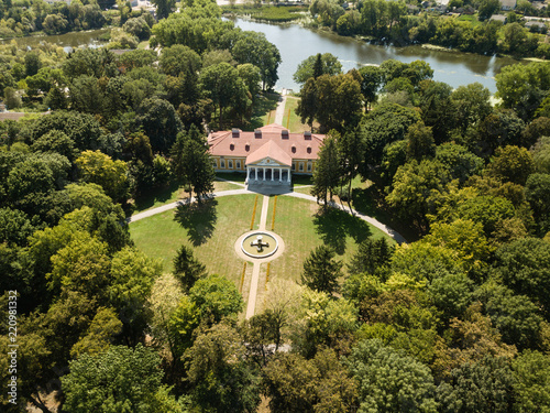 Aerial top view to palace ensemble Samchiki photo