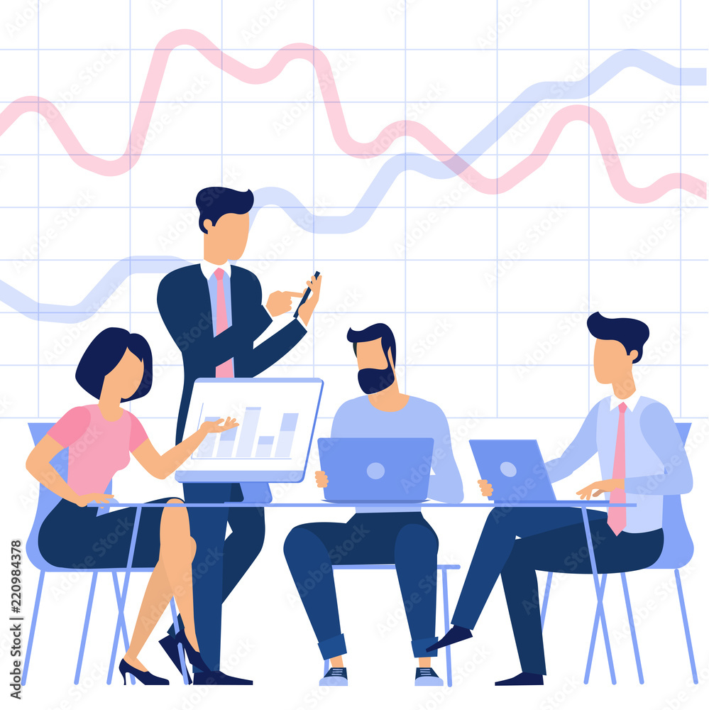 Flat design business process concept Flat design business process concept