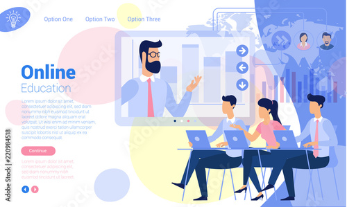 Flat design online  education concept