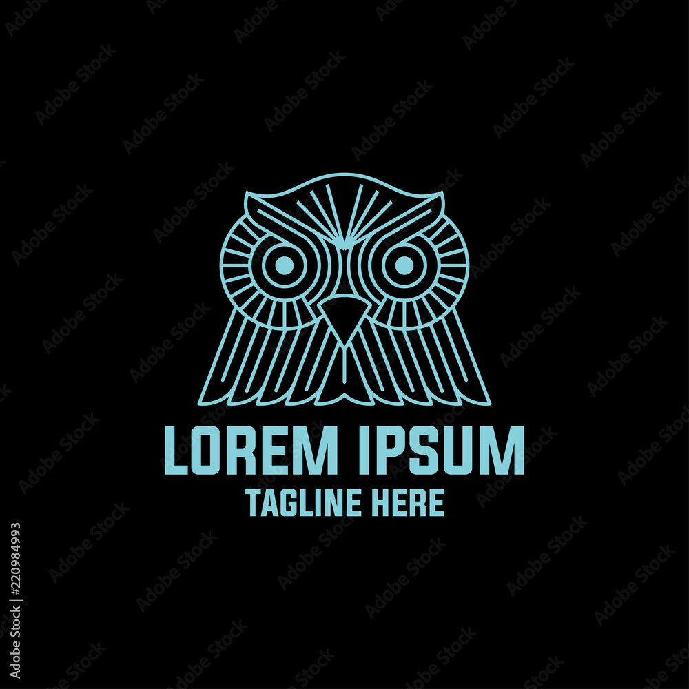 Fototapeta premium owl head line art logo. education symbol. vector template ready for use