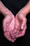 Old woman hands begging for food or help, poverty concept 