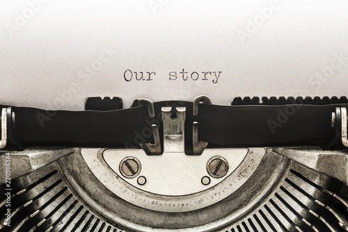 Our story typed on a vintage typewriter