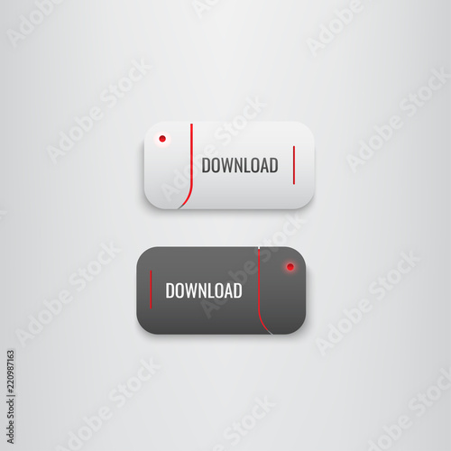 Button set Download red-black