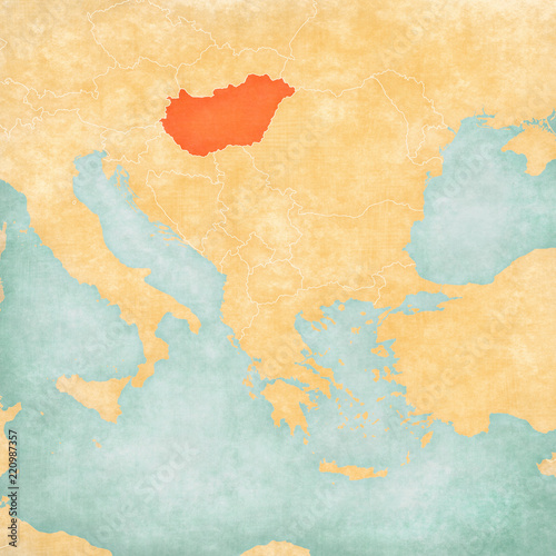 Canvas Print Map of Balkans - Hungary