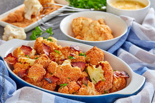 delicious baked in oven Breaded cauliflower