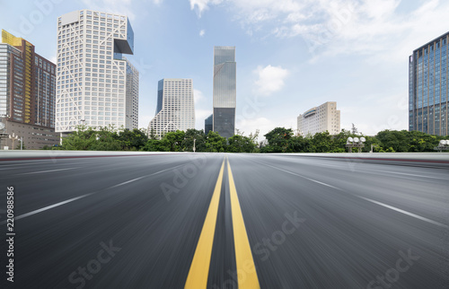 The expressway and the modern city skyline are in chengdu  China