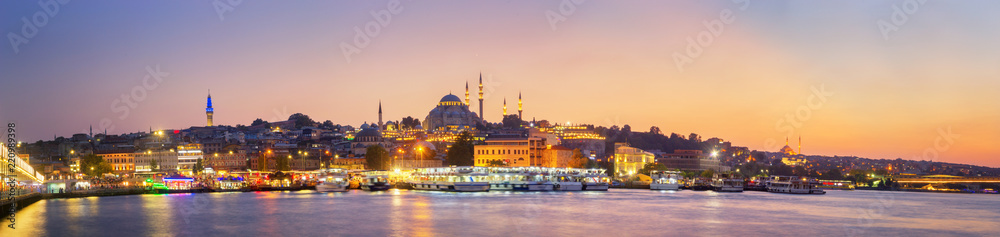 Naklejka premium Panorama of Istanbul at Sunset, Turkey