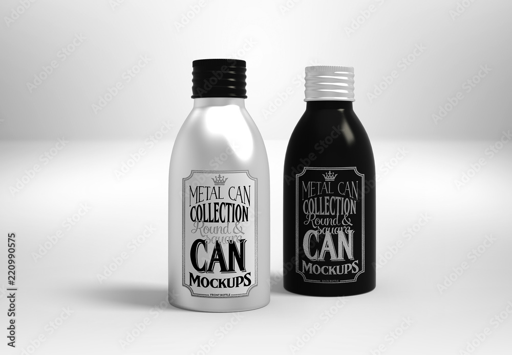 Metal Twist Cap Bottles Mockup Stock Template Adobe Stock