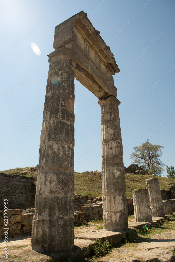 ruins of ancient Panticapaeum in Kerch, Crimea on mount Mithridates