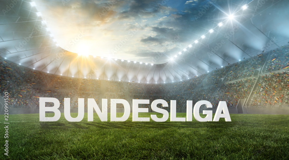 Bundesliga als Text im Stadion - obrazy, fototapety, plakaty 