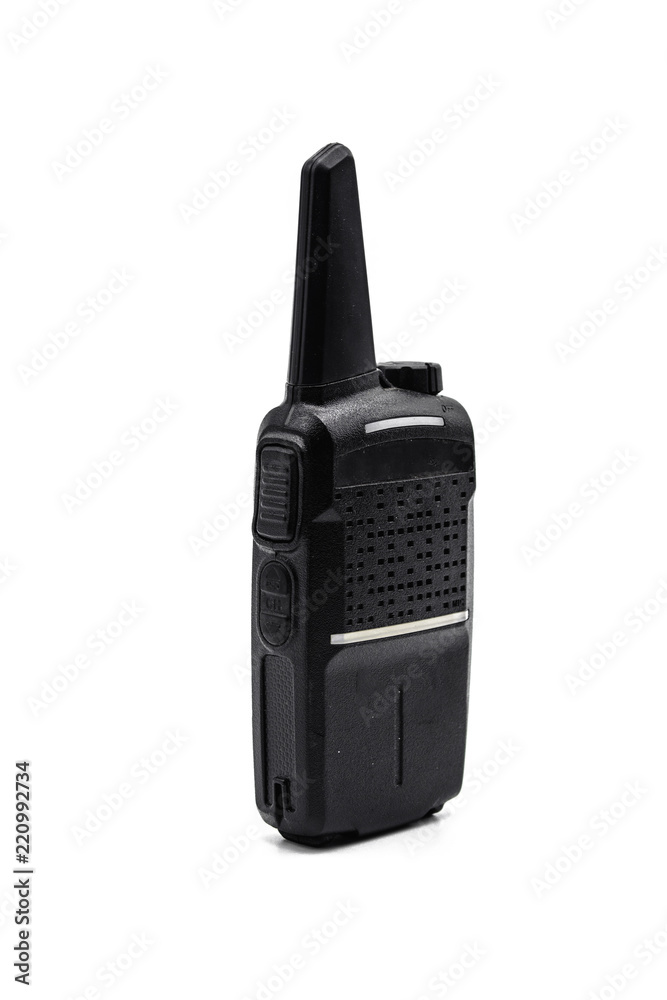 Black transceiver or walkie-talkie for speak and listen on white background or isolated Black transceiver or walkie-talkie for speak and listen on white background or isolated