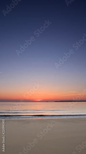 Shoreline Sunrise with View towards Godrevy  St Ives  Cornwall