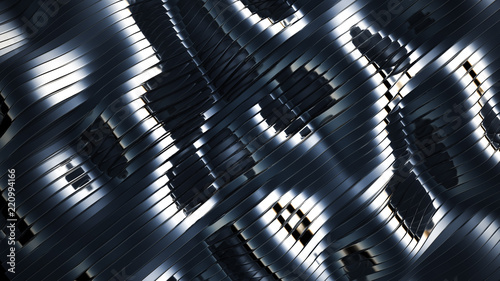 Blue black background with lines. 3d illustration, 3d rendering.