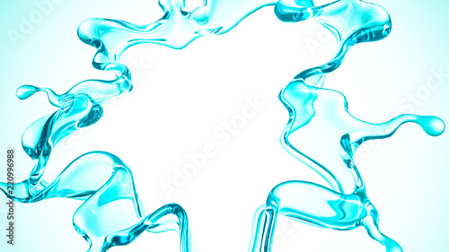 A blue splash of water. 3d illustration, 3d rendering.