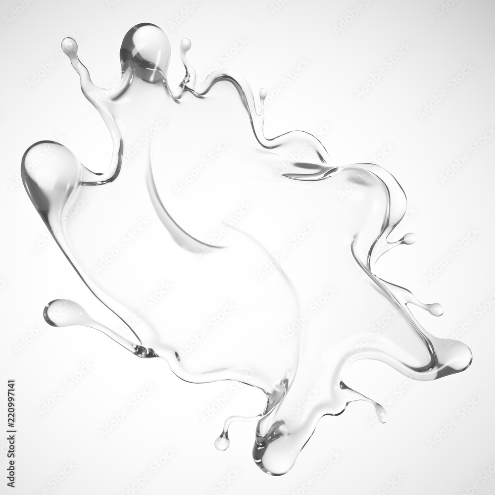 A clear splash of water. 3d illustration, 3d rendering.