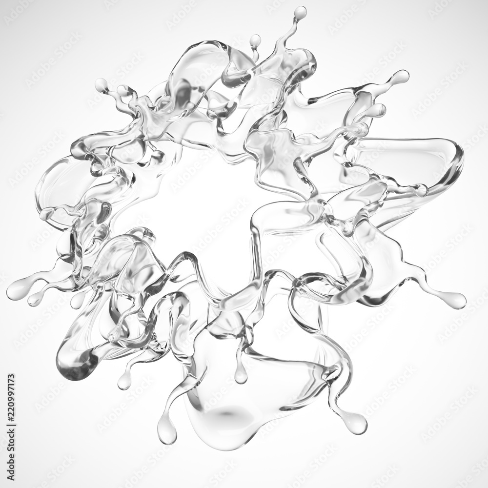 custom made wallpaper toronto digitalA clear splash of water. 3d illustration, 3d rendering.