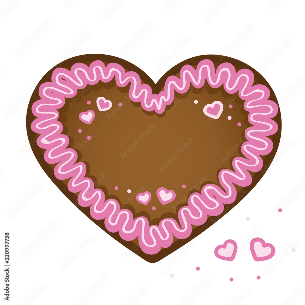 pink gingerbread heart with heart decoration pink gingerbread heart with heart decoration