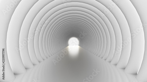 Fototapeta Naklejka Na Ścianę i Meble -  White tunnel and light. 3d illustration, 3d rendering.